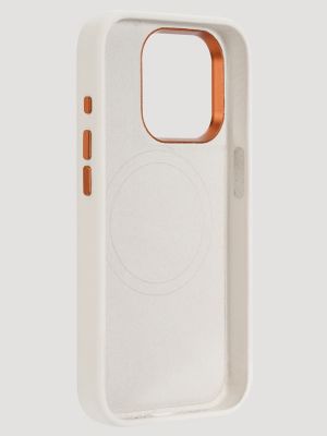 Smartphone Leather Embroidery Case in White