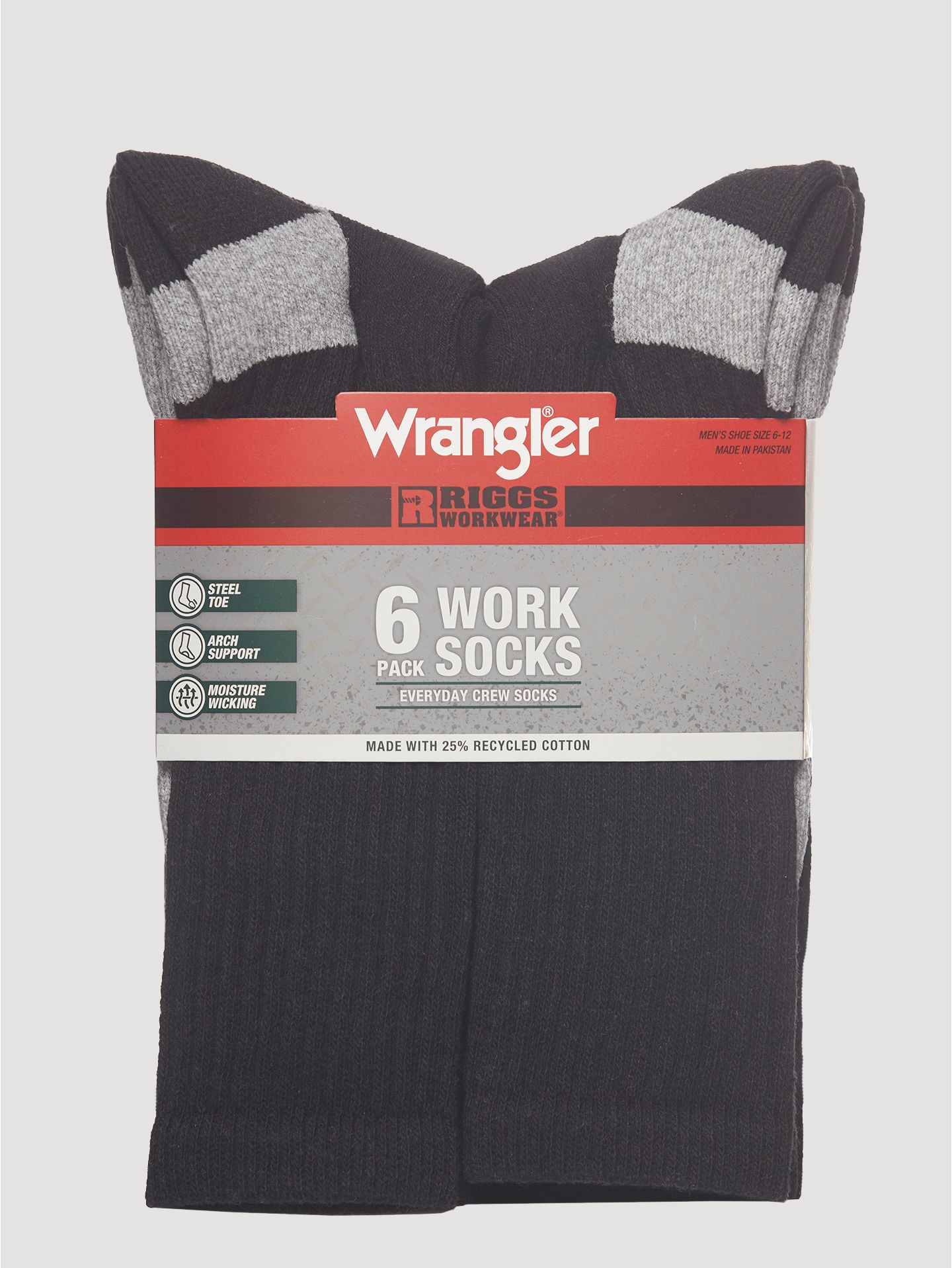 Носки Riggs Workwear® Dry для мужчин, средней высоты, 6 шт. — Wrangler, цвет: Чёрный — фото 2