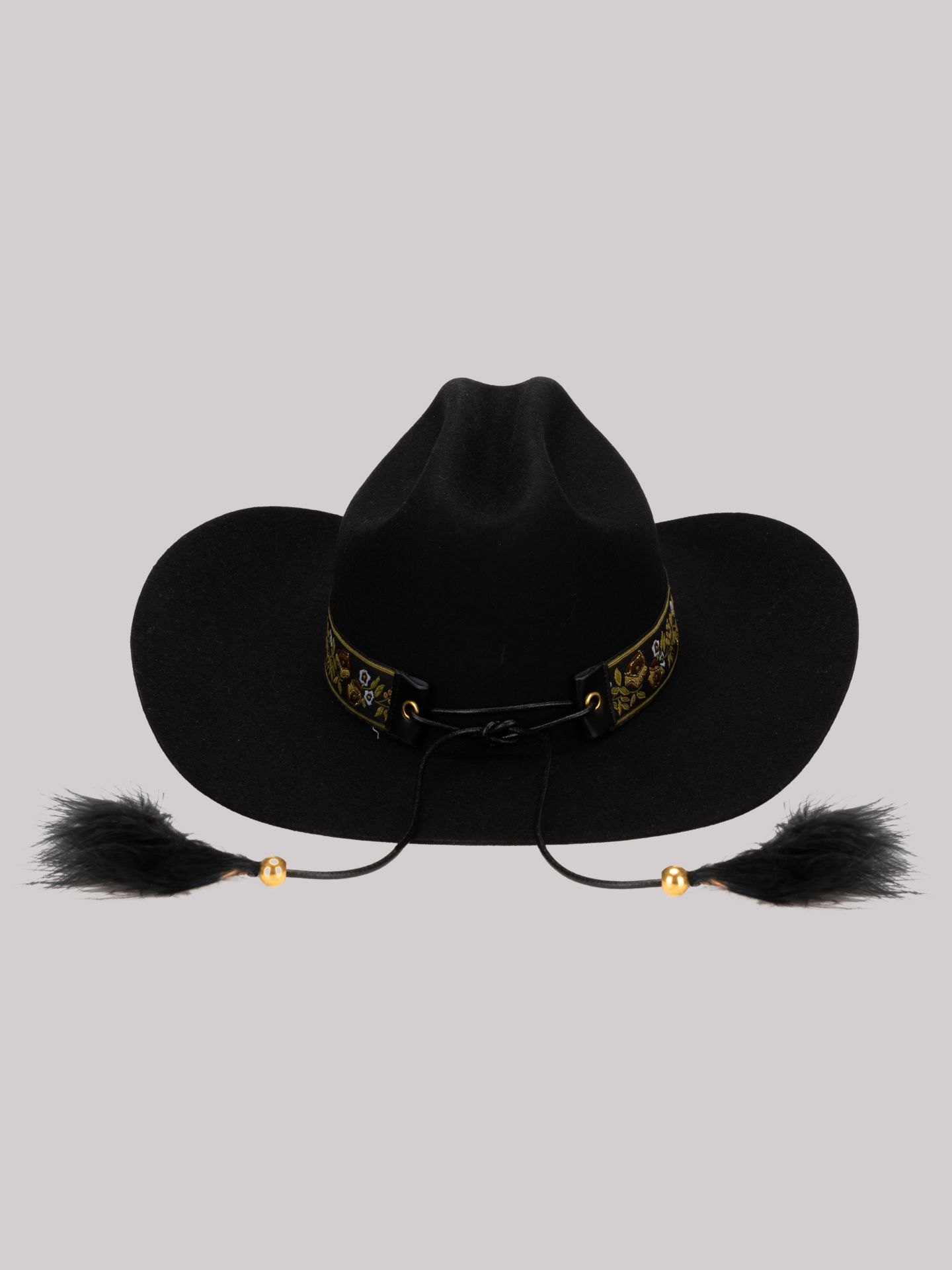 Женский головной убор Wrangler Embroidered Band with Tassels Cowboy Hat, цвет: Чёрный — фото 3