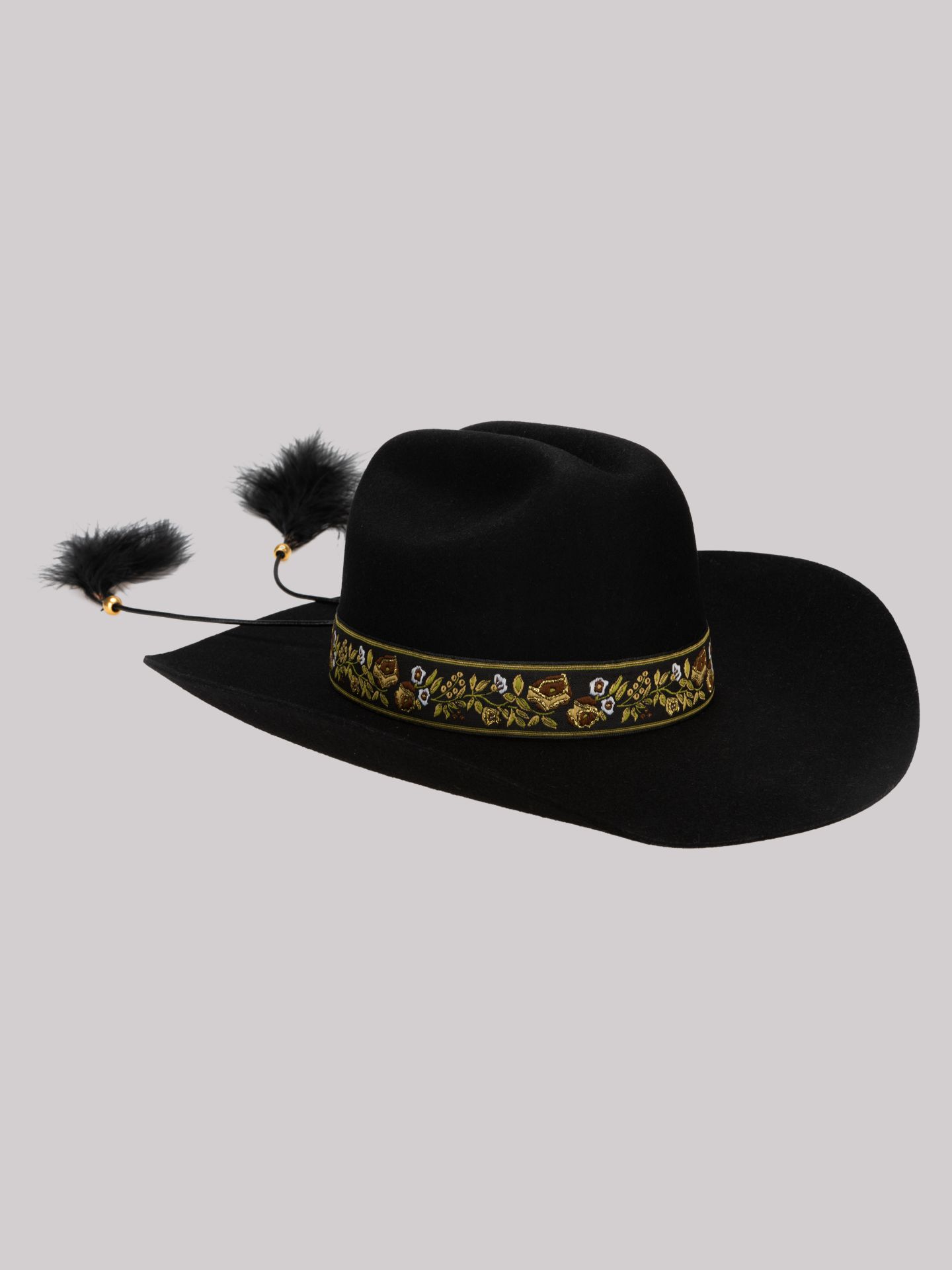 Женский головной убор Wrangler Embroidered Band with Tassels Cowboy Hat, цвет: Чёрный — фото 1