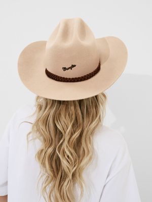 Women's Suede Braid Band Cowboy Hat in Beige