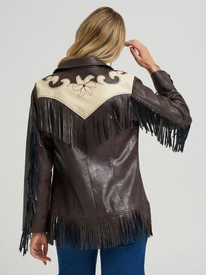 Wrangler x Lainey Wilson Faux Leather Fringe Jacket