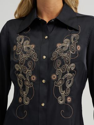 Wrangler x Lainey Wilson Satin Embroidered Western Snap Shirt