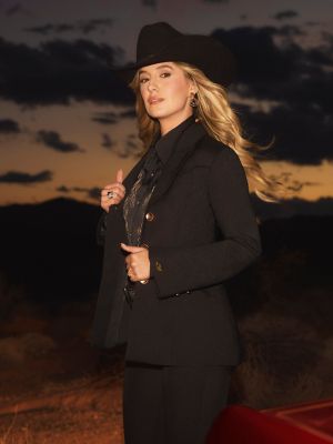 Wrangler x Lainey Wilson Satin Embroidered Western Snap Shirt in Black