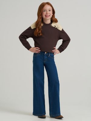 Wrangler x Lainey Wilson Cheeky Wide Leg Jean in Wrangler Blue