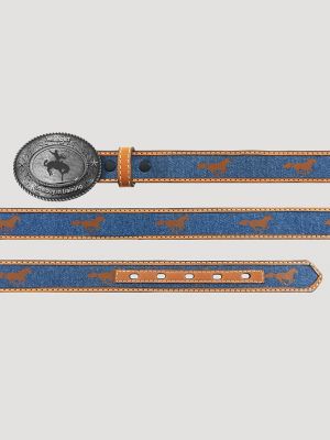 Boy's Denim Horses Buckle Belt