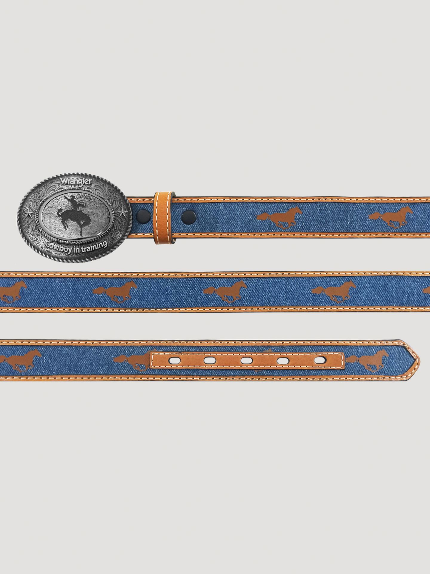 Ремень Wrangler Denim Horses Buckle для мальчиков, цвет: Джинсовый — фото 2