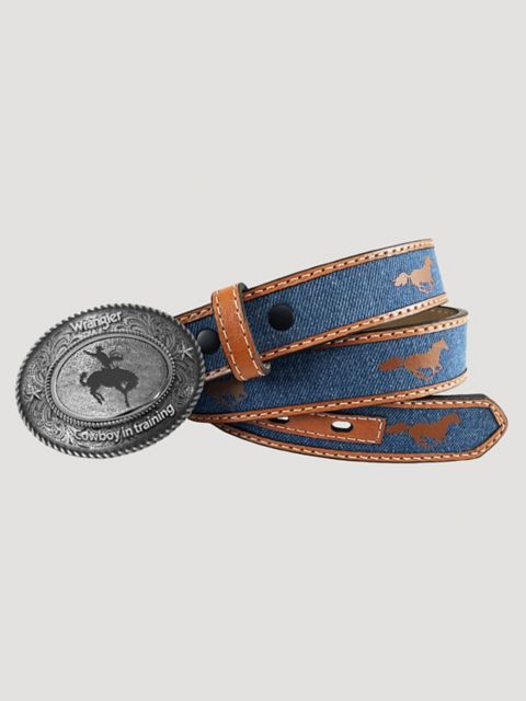 Детские ремни Wrangler Boy's Denim Horses Buckle Belt