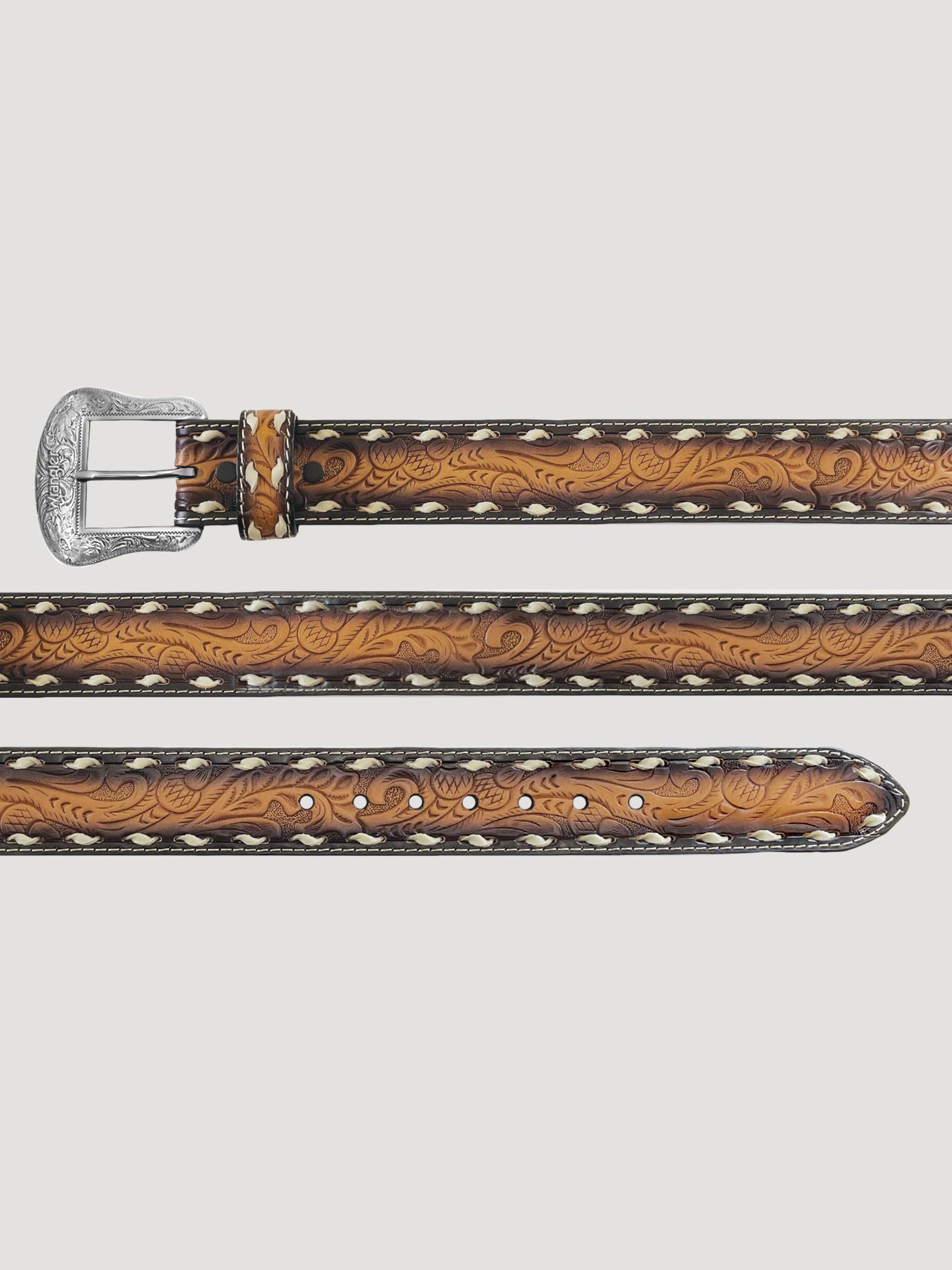 Мужской ремень Wrangler Whip Stitch Embossed, цвет: Рыжевато-коричневый — фото 2