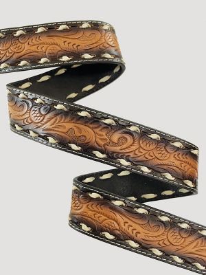 Men's Whip Stitch Embossed Belt in Tan alternative view 2