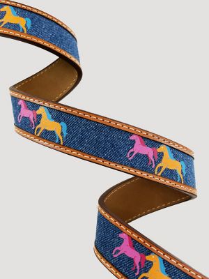 Girl's Denim Horses Buckle Belt