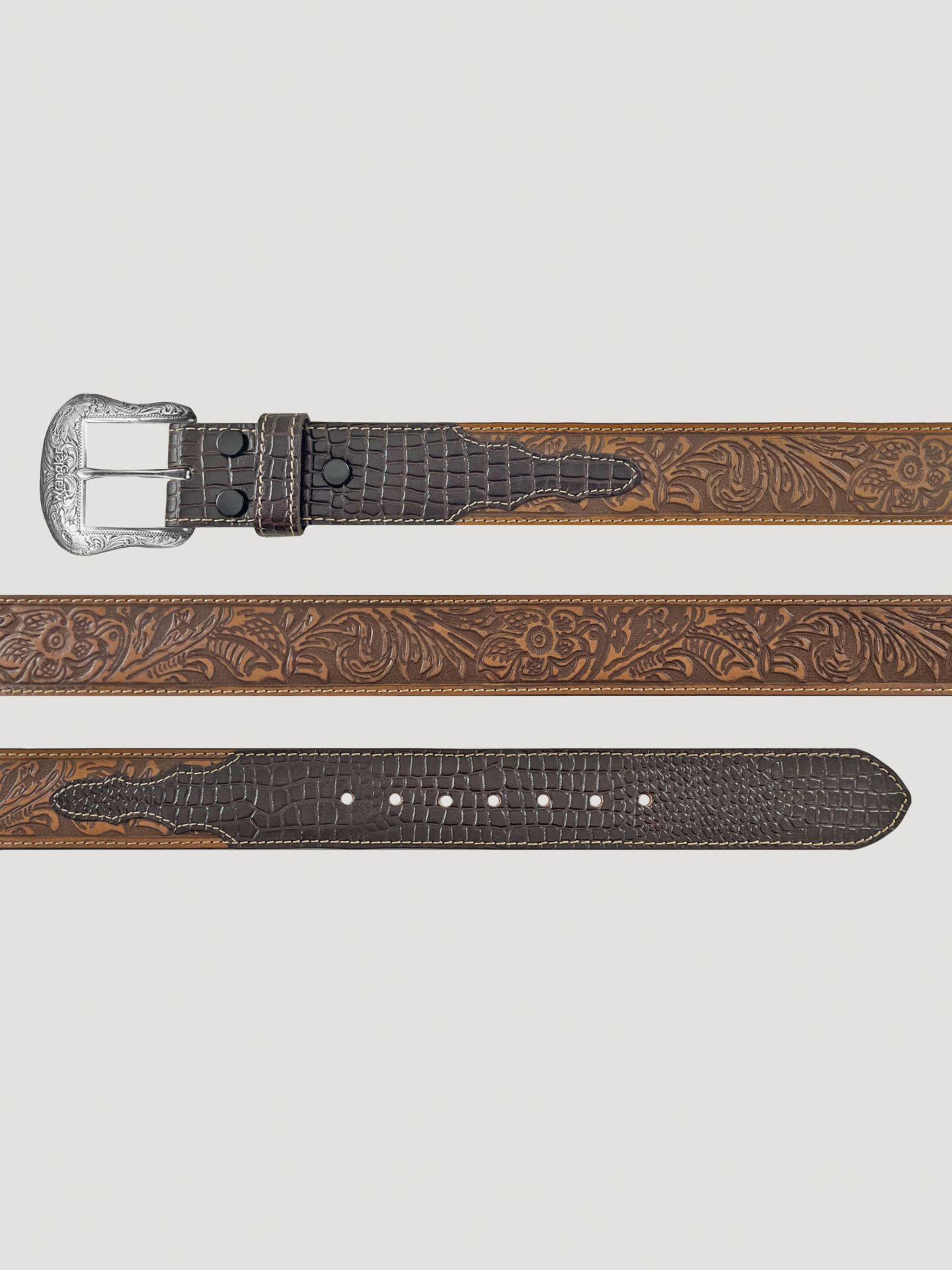 Мужской ремень Wrangler Carved Croco Embossed, цвет: Рыжевато-коричневый — фото 2