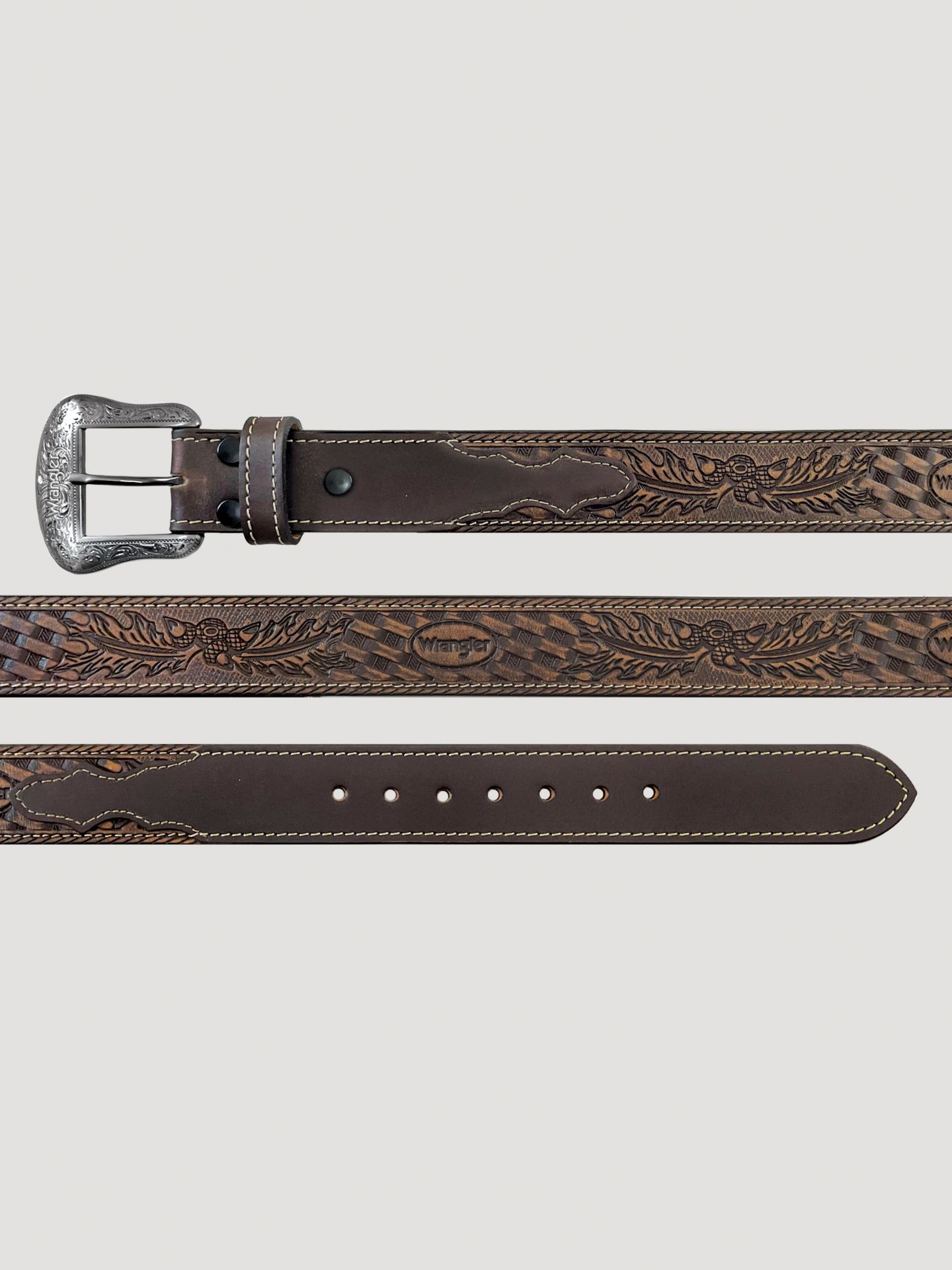 Мужской ремень Wrangler Embossed Carved, цвет: Рыжевато-коричневый — фото 2