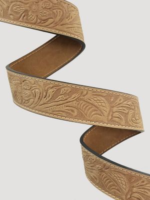 Men's Embossed Western Buckle Belt in Tan