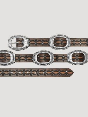 Women's Slider Conchos Belt in Brown