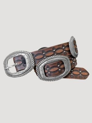 Women's Slider Conchos Belt in Brown