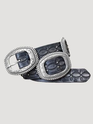 Women's Slider Conchos Belt in Black
