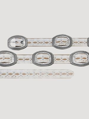 Women's Slider Conchos Belt in White
