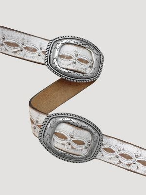 Women's Slider Conchos Belt in White