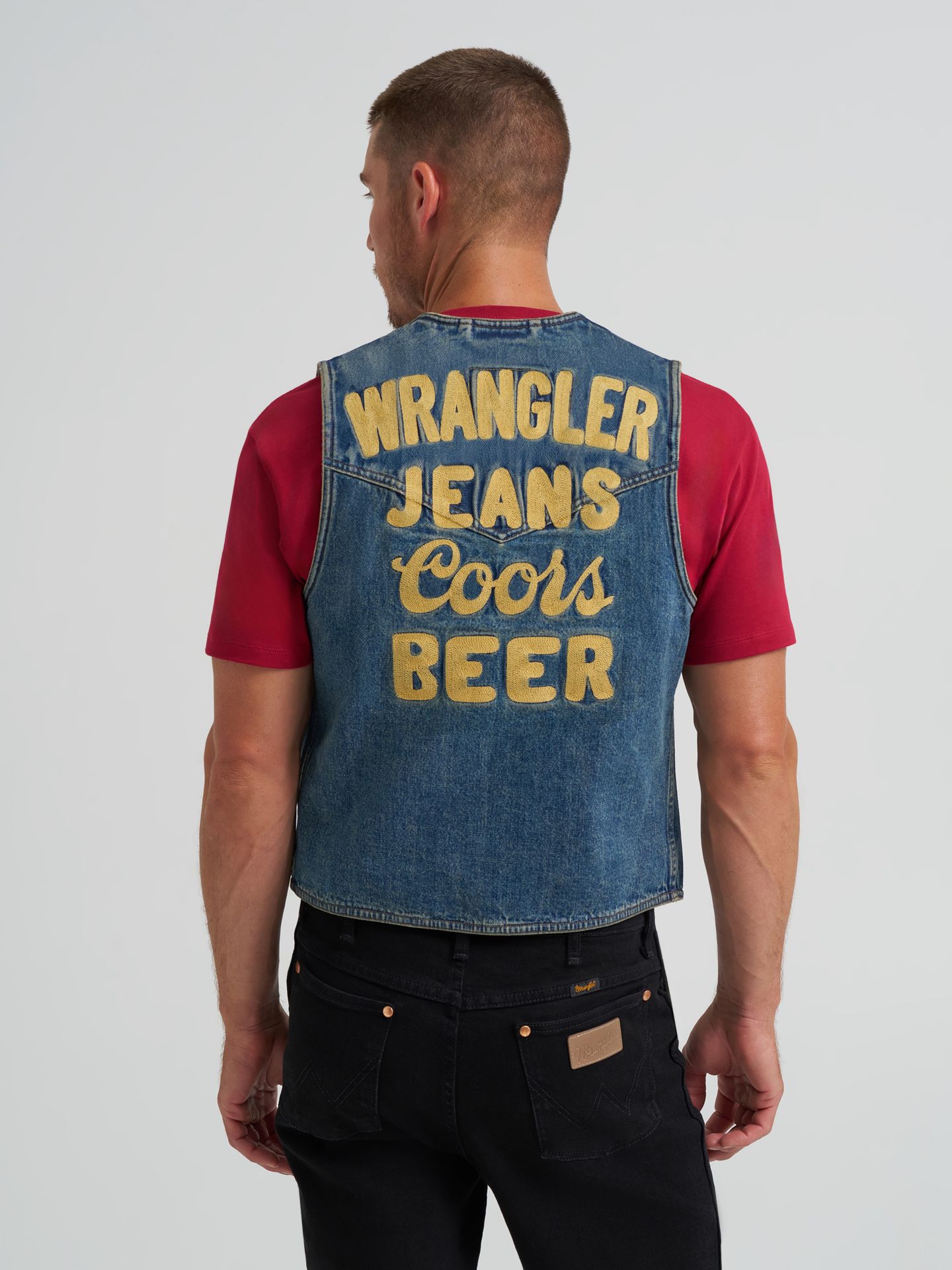 Мужской жилет Wrangler x Coors, цвет: Индиго светло-бежевый — фото 2