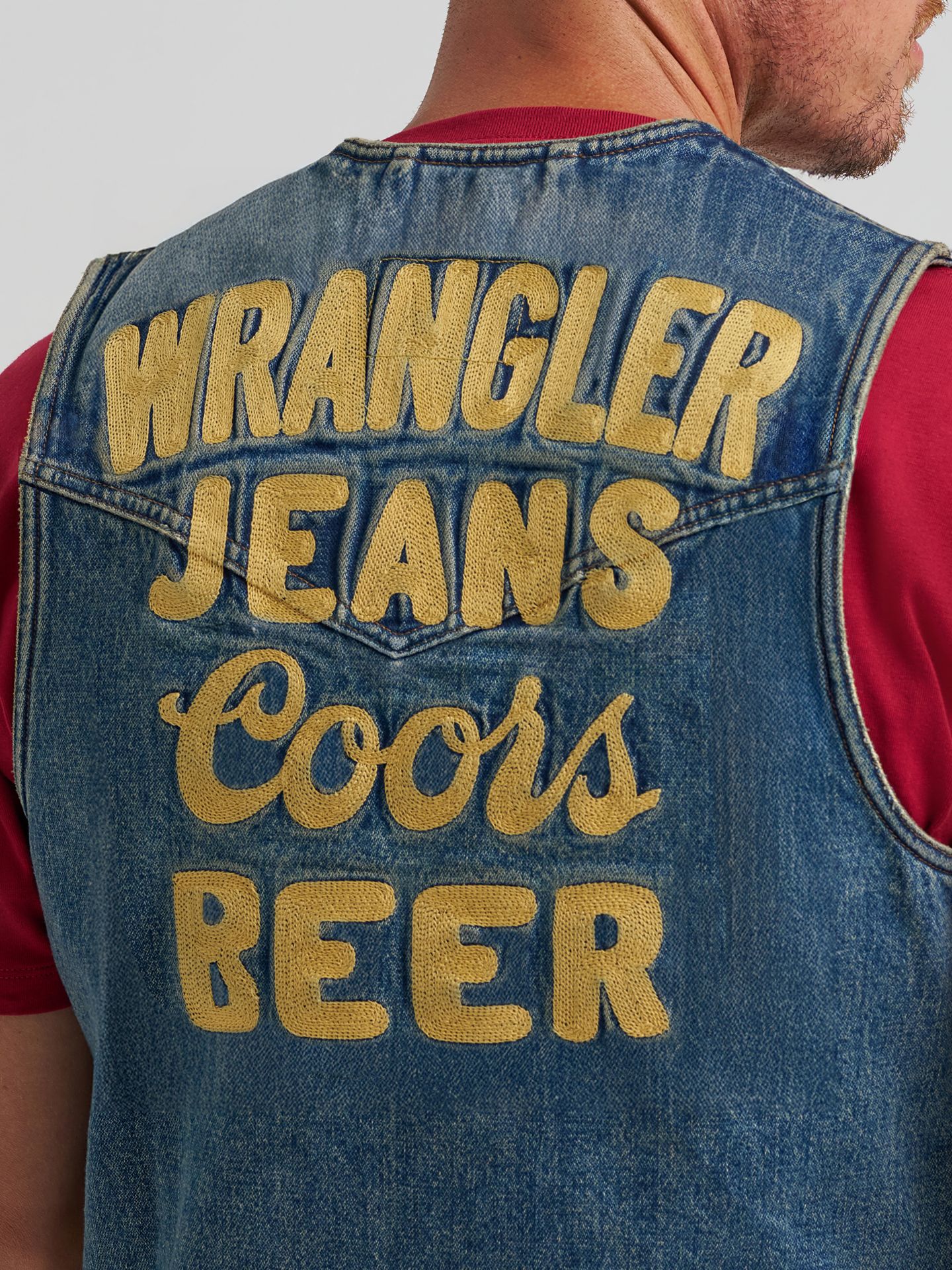 Мужской жилет Wrangler x Coors, цвет: Индиго светло-бежевый — фото 6