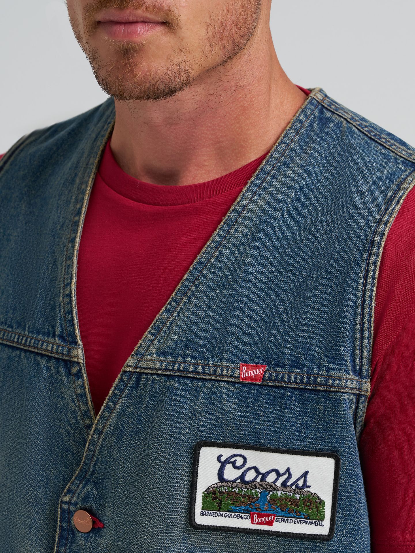 Мужской жилет Wrangler x Coors, цвет: Индиго светло-бежевый — фото 7