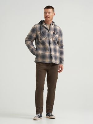 【DISCERNMENT】Shearling Check Hood Shirt ZENTHACE Mens Sherpa Lined Flannel Shirt Jacket with Hood