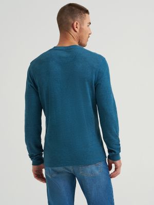 Men's Five Star Premium Waffle Henley in Majolica Blue