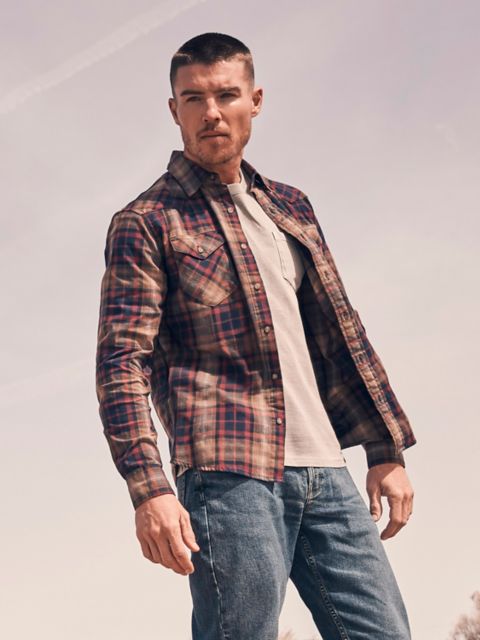 Мужские рубашки Wrangler Men's Plaid Broken Twill Shirt