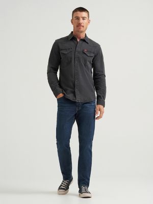 Men's Denim Western Snap Shirt in Black Wash alternative view 2