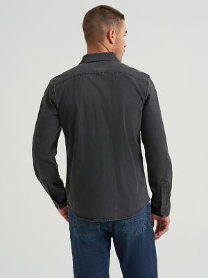 Men's Denim Western Snap Shirt in Black Wash alternative view 3