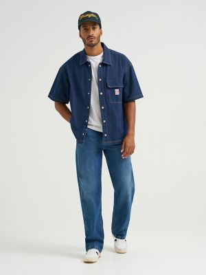 Mens Loose Straight Jean:Retro Blue:36:34 alternative view 5