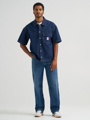 Mens Loose Straight Jean:Retro Blue:36:34 main view