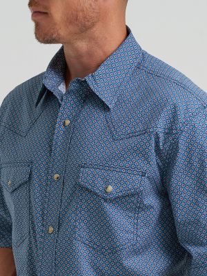 Men's 20X&reg; Competition Advanced Comfort Short Sleeve Western Snap Shirt in Navy Daisy