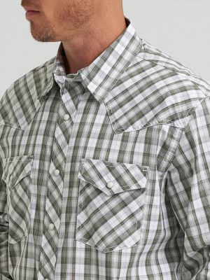 Men's 20X&reg; Competition Advanced Comfort Long Sleeve Two Pocket Western Snap Shirt in Olive Madras