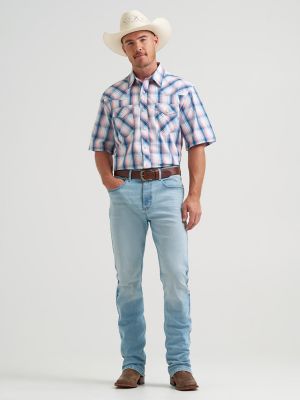 Men's 20X&reg; Competition Advanced Comfort Short Sleeve Western Snap Shirt in Peach Sky