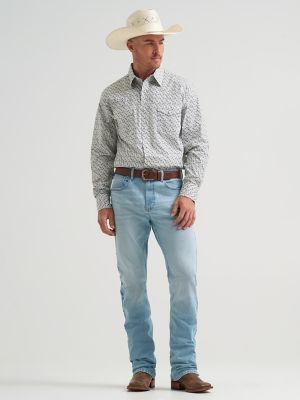 Men's 20X&reg; Competition Advanced Comfort Long Sleeve Two Pocket Western Snap Shirt in Olive Cacti