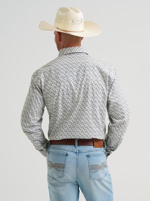 Men's 20X&reg; Competition Advanced Comfort Long Sleeve Two Pocket Western Snap Shirt in Olive Cacti