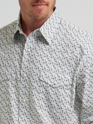 Men's 20X&reg; Competition Advanced Comfort Long Sleeve Two Pocket Western Snap Shirt in Olive Cacti