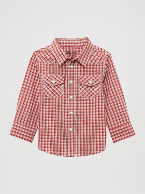 Little Boy's Long Sleeve Plaid Western Snap Shirt