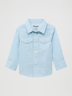 Wrangler Kids' Little Boy's Long Sleeve Print Western Snap Shirt In Diamond Blue