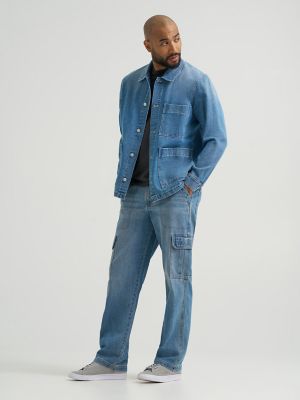 Men's Utility Denim Cargo in Mid Blue