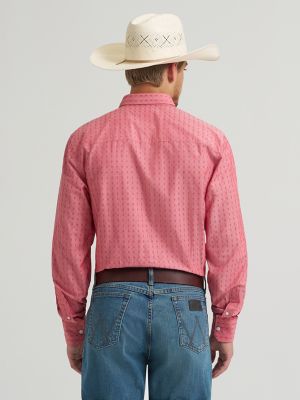 Men's Cody Johnson One Pocket Button Down Shirt in Flat Red Dobby