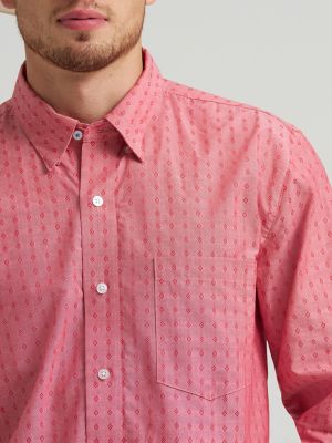 Men's Cody Johnson One Pocket Button Down Shirt in Flat Red Dobby