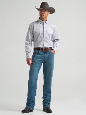 Men's Cody Johnson One Pocket Button Down Shirt in Charcoal Paisley