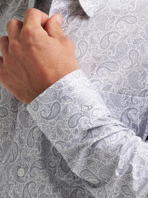 Men's Cody Johnson One Pocket Button Down Shirt in Charcoal Paisley