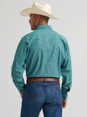 Men's Cody Johnson Two Pocket Western Snap Shirt in Teal