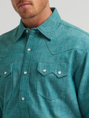 Men's Cody Johnson Two Pocket Western Snap Shirt in Teal