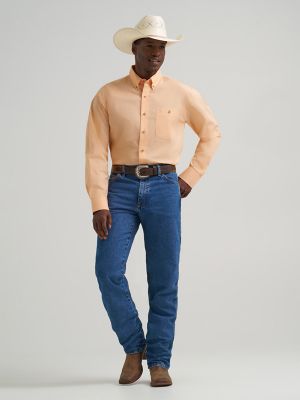Wrangler&reg; George Strait&trade; Solid One Pocket Button Down Shirt in Peachy alternative view