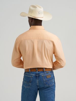 Wrangler&reg; George Strait&trade; Solid One Pocket Button Down Shirt in Peachy alternative view 2